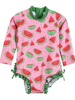 Watermelon Long Sleeve Ruffle Swimsuit - Lil Cactus